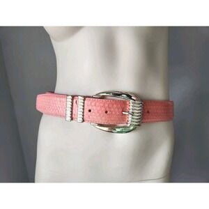 Vintage Pink Genuine Snakeskin Belt‎ Silver Colored Buckle Ritz Small Medium S/M